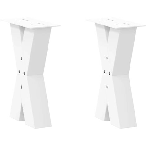 vidaXL Gambe per Tavolino da Caffè a Forma di X 2 pz Bianche 28x(42-43) cm Acciaio
