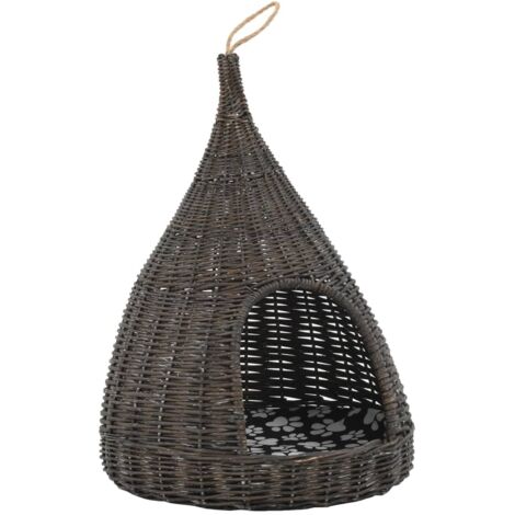 vidaXL Cesta per Gatti Cuscino Grigio 40x60cm Teepee Salice Naturale