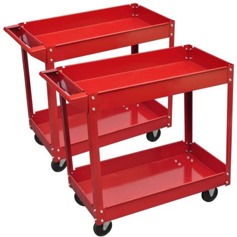vidaXL Carrelli Portautensili da Officina 2 pz 100 Kg 2 Ripiani