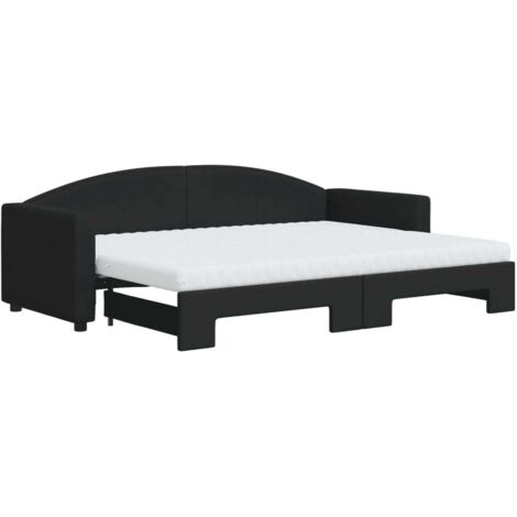 vidaXL Divano Letto Estraibile con Materassi Nero 80x200 cm Tessuto