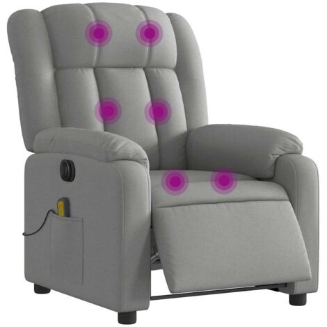vidaXL Poltrona Reclinabile Massaggio Elettrica Grigio Chiaro Tessuto