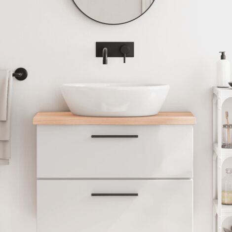 vidaXL Piano Bagno 80x30x(2-4) cm in Legno Massello Non Trattato