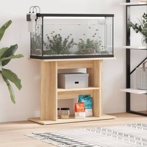 vidaXL Supporto Acquario 80x35x60cm in Legno Multistrato Rovere Sonoma