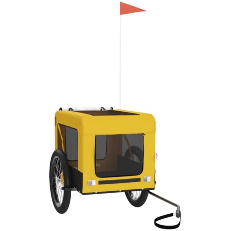 vidaXL Rimorchio da Bici per Animali Giallo e Nero Oxford e Ferro