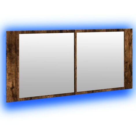 vidaXL Armadietto a Specchio con LED Rovere Fumo 100x12x45 cm