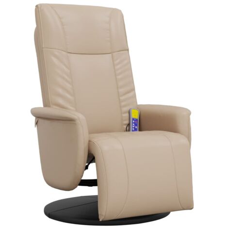 vidaXL Poltrona Reclinabile Massaggi Poggiapiedi Cappuccino Similpelle