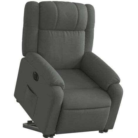 vidaXL Poltrona Alzapersona Reclinabile Elettrica Grigio Scuro Tessuto