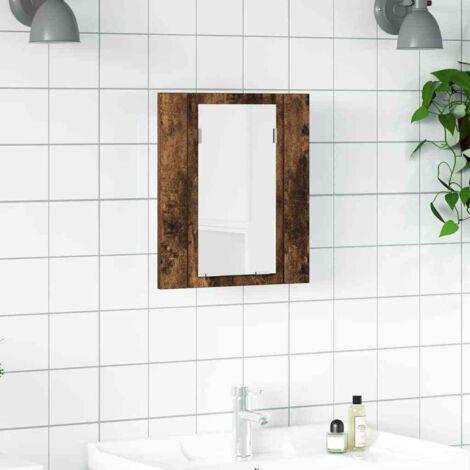 vidaXL Mobile Bagno Specchio LED Rovere Fumo 40x12x45cm Multistrato