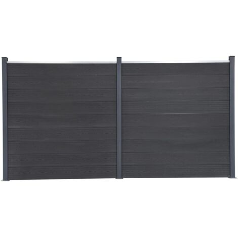 vidaXL Set Pannello di Recinzione Grigio 353x186 cm in WPC
