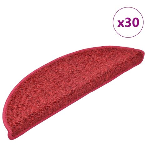 vidaXL Tappetini per scale 30 pz 56x17x3 cm Rossi semicircolari