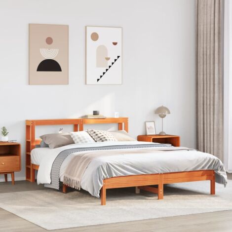 vidaXL Letto senza Materasso Marrone Cera 150x200 cm in Legno di Pino (1/5)
