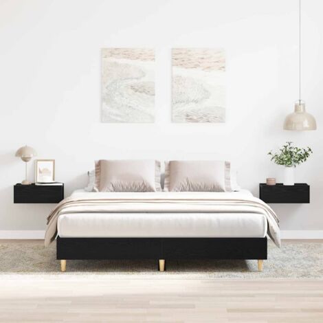vidaXL Struttura del letto Rovere Nero 150 x 200 cm Legno multistrato (1/5)