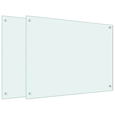 vidaXL Paraschizzi per Cucina 2 pz Bianchi 80x60 cm in Vetro Temperato