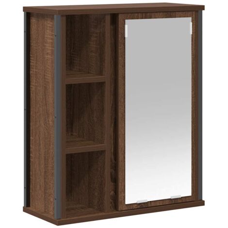 vidaXL Pensile da Bagno con Specchio Rovere Marrone 50x21x60 cm