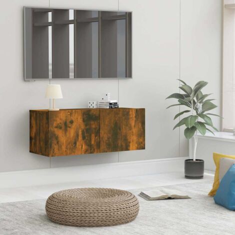 vidaXL Mobile TV Rovere Fumo 80x30x30 cm in Legno Multistrato