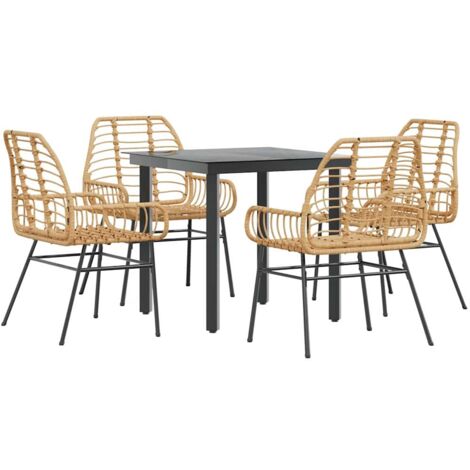 vidaXL Set da Pranzo da Giardino 5pz Polyrattan Vetro (1/5)