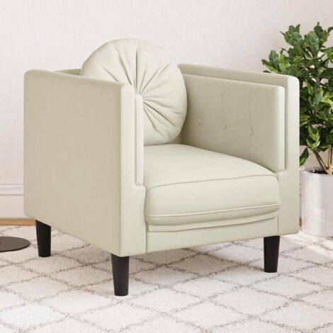 vidaXL Poltrona con Cuscino Crema in Velluto