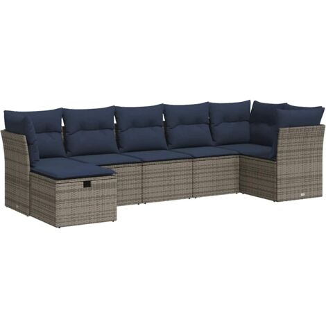 vidaXL Set Divani da Giardino 7 pz con Cuscini Grigio in Polyrattan (1/5)