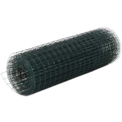 vidaXL Recinzione in Rete per Pollaio in Acciaio e PVC 10x0,5 m Verde
