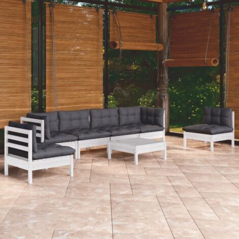 vidaXL Set Salotto da Giardino 7pz con Cuscini Legno Massello di Pino (1/5)