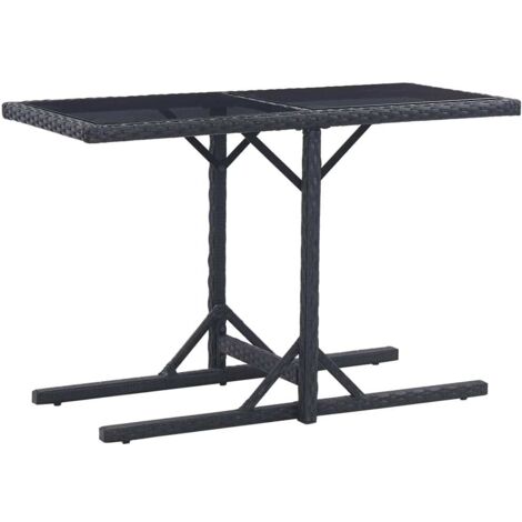 vidaXL Tavolo da Giardino Nero 110x53x72 cm in Vetro e Polyrattan (1/5)