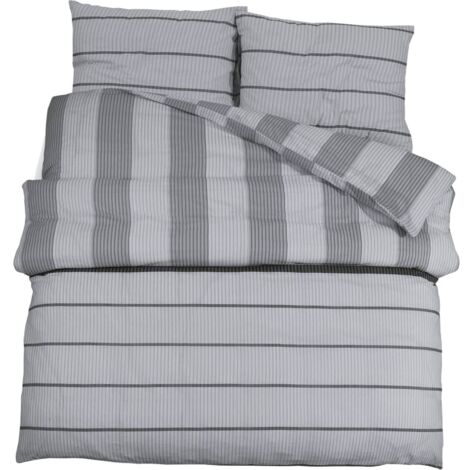 vidaXL Set Copripiumino Grigio 200x200 cm in Cotone