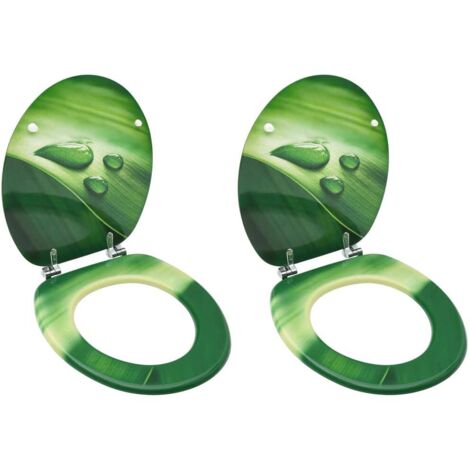 vidaXL Tavolette WC e Coperchi 2 pz in MDF Verde Design Goccia d'Acqua