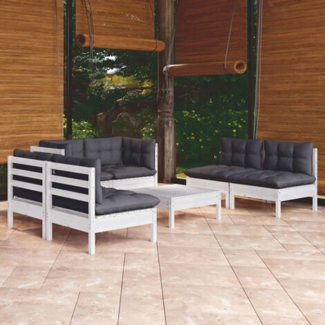 vidaXL Set Salotto da Giardino 7pz con Cuscini Legno Massello di Pino (1/5)