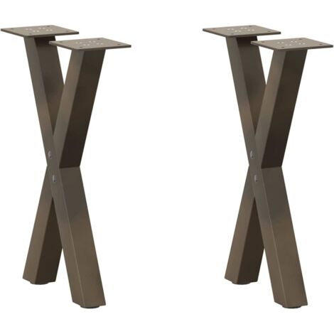 vidaXL Gambe per Tavolino da Caffè a Forma di X 2 pz Acciaio Naturale 28x(42-43) cm Acciaio (1/5)