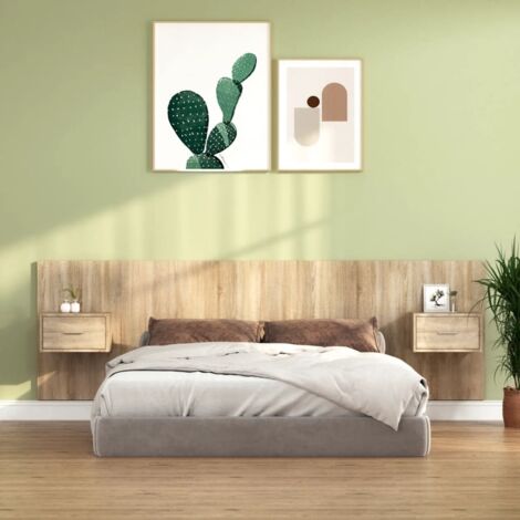 Furniture Limited - Testiera Letto con Comodini in Legno
