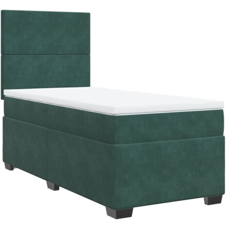 vidaXL Giroletto a Molle con Materasso Verde Scuro 90x190 cm Velluto
