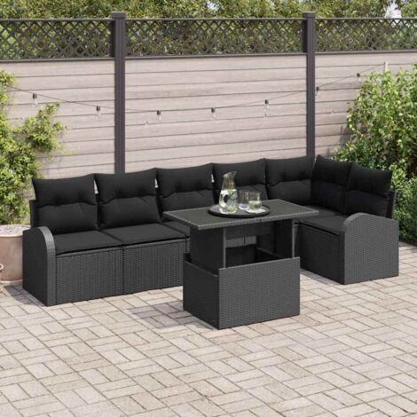 vidaXL Set Divano da Giardino con archiviazione 7 pcs Nero polyrattan (1/5)
