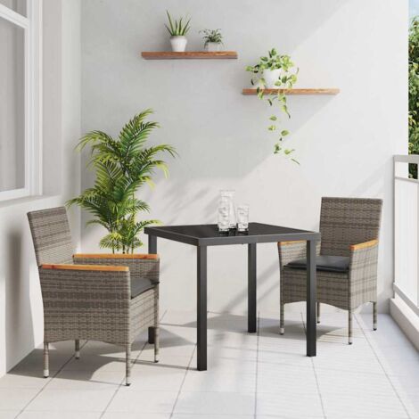 vidaXL Set da Pranzo per Giardino con cuscino 3 pcs Grigio Poly Rattan (1/5)
