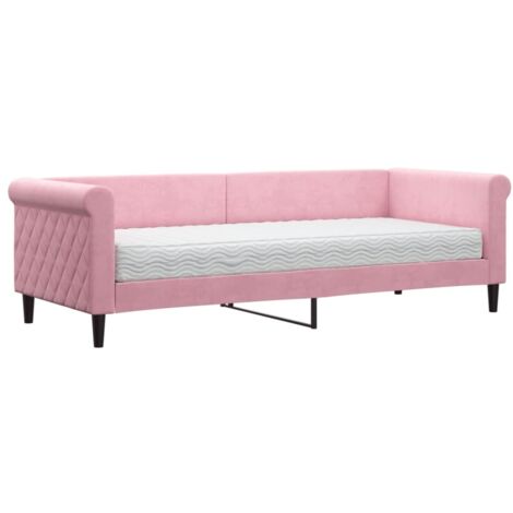 vidaXL Divano Letto con Materasso Rosa 80x200 cm in Velluto (1/5)