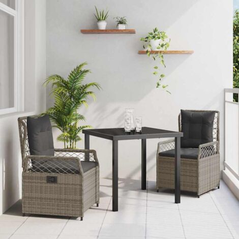 vidaXL Set da Pranzo per Giardino 3 pcs Grigio polyrattan (1/5)