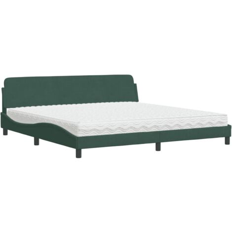 vidaXL Letto con Materasso Dover Verde Scuro 200x200 cm Velluto (1/5)