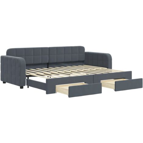 vidaXL Divano Letto Estraibile Cassetti Grigio Scuro 80x200cm Velluto