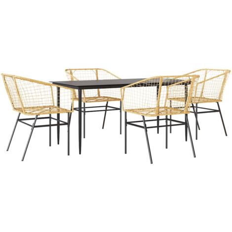 vidaXL Set da Pranzo da Giardino 5pz Polyrattan Vetro (1/5)