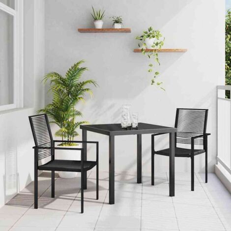 vidaXL Set da Pranzo per Giardino 3 pcs Nero Rattan in PVC (1/5)