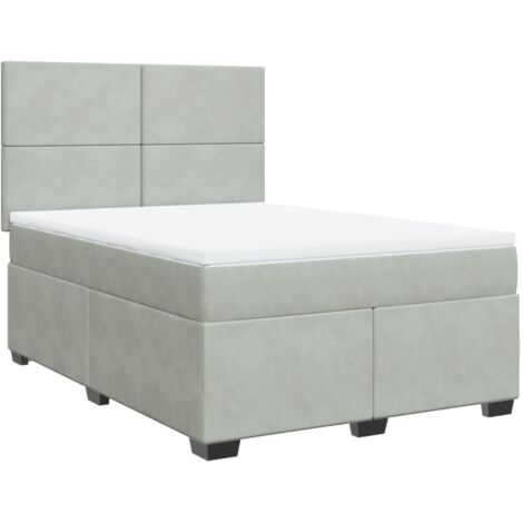vidaXL Giroletto a Molle con Materasso Grigio Chiaro 160x200cm Velluto