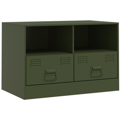 vidaXL Mobile TV Verde Oliva 67x39x44 cm in Acciaio (1/5)