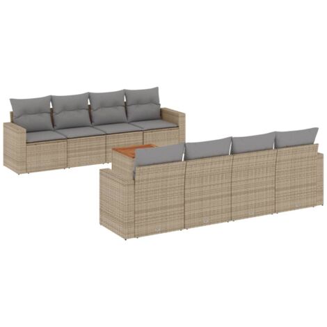 vidaXL Set Divano da Giardino 9 pz con Cuscini Beige Misto Polyrattan (1/5)