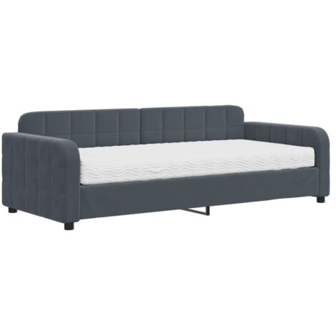 vidaXL Divano Letto con Materasso Grigio Scuro 90x200 cm in Velluto (1/5)