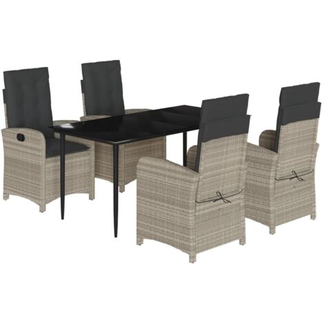vidaXL Set Pranzo da Giardino 5pz con Cuscini Grigio Chiaro Polyrattan (1/5)