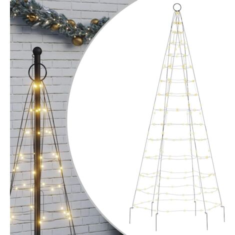 vidaXL Albero di Natale a LED su Pennone 200 LED Bianco Caldo 180 cm