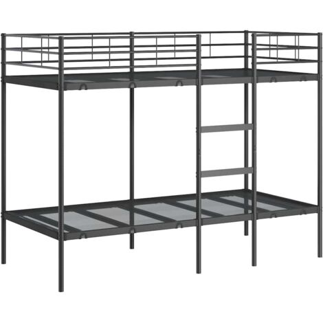 vidaXL Letto a Castello senza Materasso Nero 100x190 cm in Acciaio