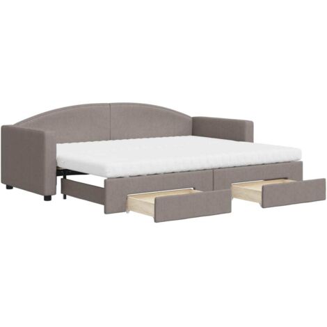 vidaXL Divano Letto Estraibile con Cassetti Tortora 80x200 cm Tessuto