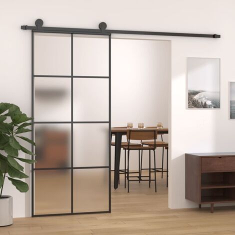 vidaXL Porta Scorrevole in Vetro ESG e Alluminio 90x205 cm Nera