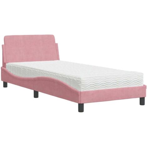vidaXL Letto con Materasso Dover Rosa 90x200 cm in Velluto (1/5)