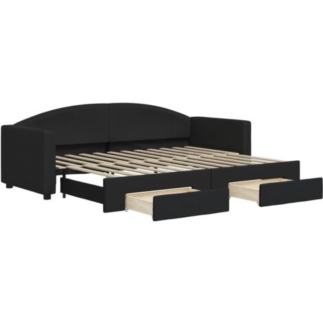 vidaXL Divano Letto Estraibile con Cassetti Nero 80x200 cm in Tessuto